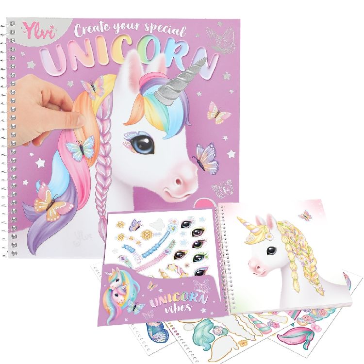 STICKERBOEK Ylvi, Create your special unicorn Dress Me up