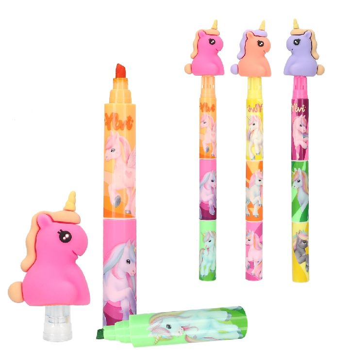 MARKEERSTIFT Ylvi, Highlighter met eenhoorn topper, assortiment