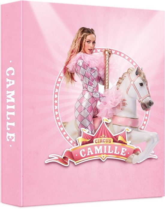 RINGMAP Camille, Circus, roze, rug 4cm, print vooraan en achteraan,1 st
