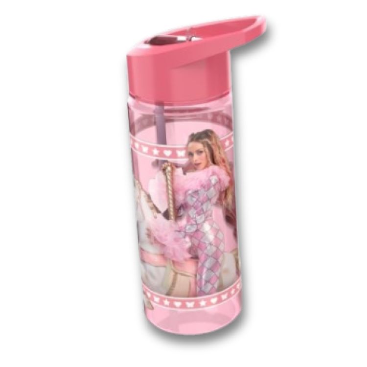 DRINKFLES 500 ml, Camille, Circus, roze , uitklapbaar rietje, PP