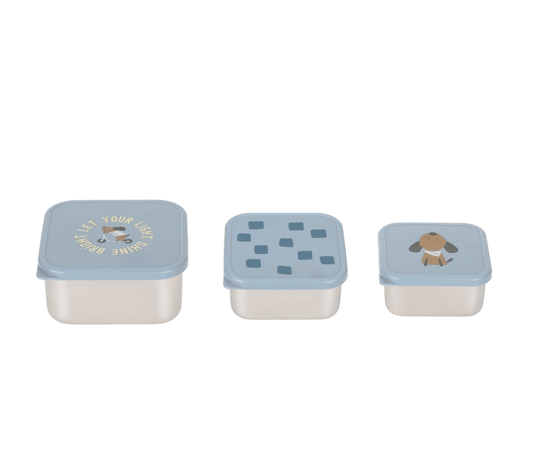 Snackdoos Laessig Snackbox, 3 stuk(s) | Pattern Party blue School