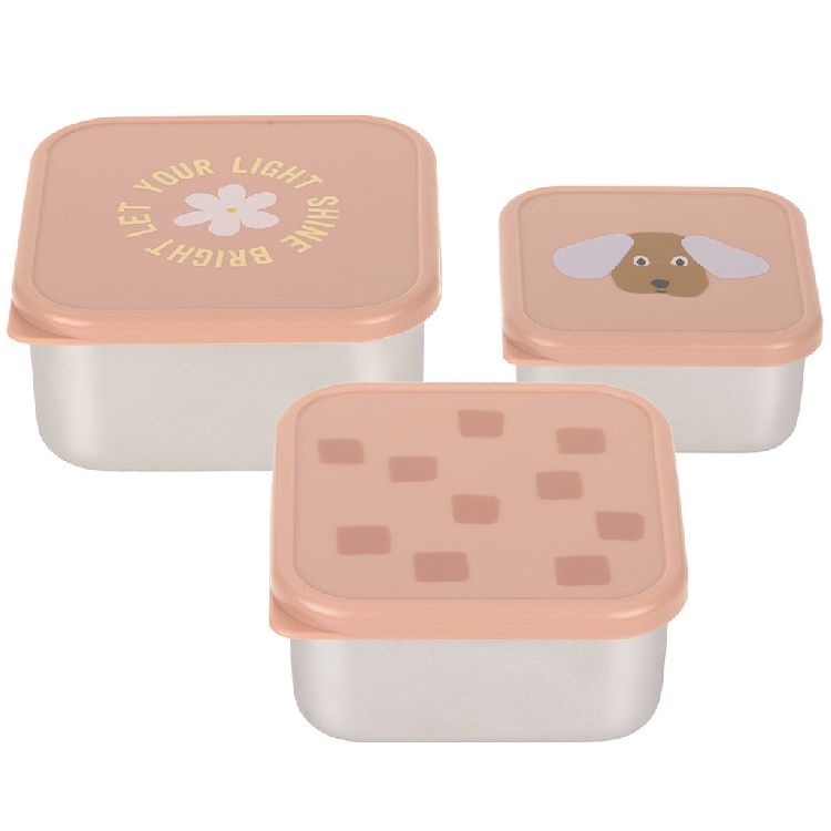 Snackdoos Laessig Snackbox, 3 stuk(s) | Pattern Party rose School