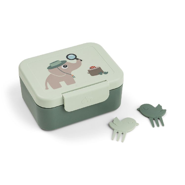 Snackdoos Done by Deer Tiny Lunch Box W/Snack Picks, 1 stuk(s) | Tiny Trails green