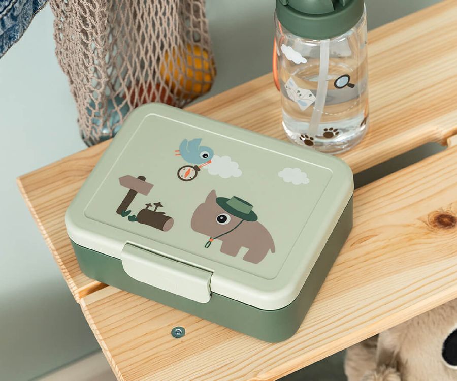 Brooddoos Done by Deer Lunch Box W/Divider | Tiny Trails green