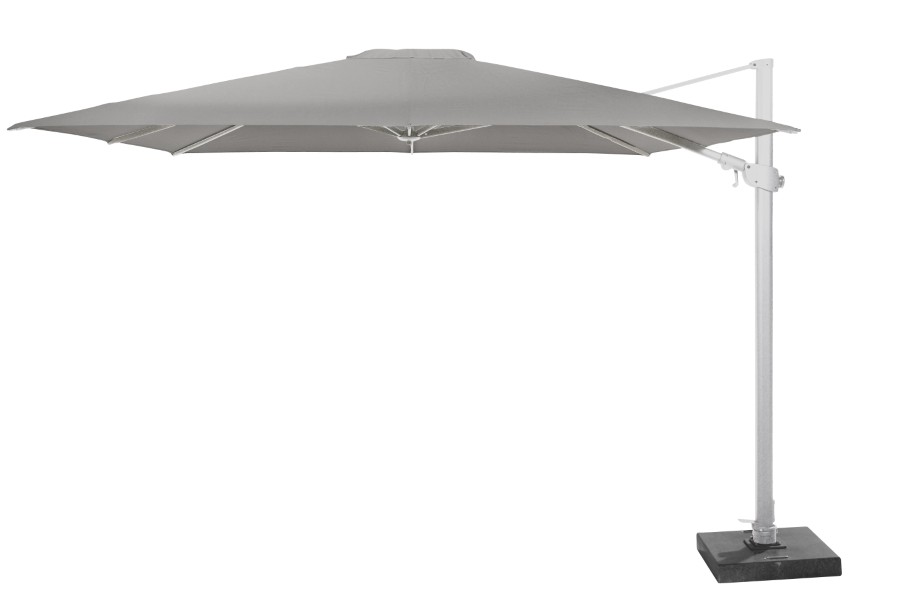 PARASOL Siesta Premium, 300 x 300 cm, charcoal, doek: solefin, wit frame, draaibaar, kantelbaar