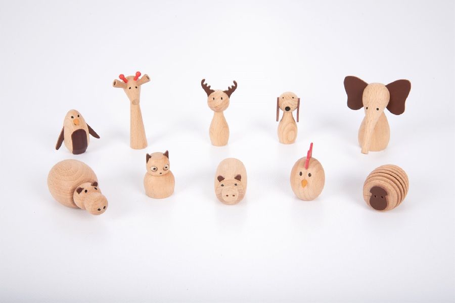 Losse vormen & figuren TickiT Houten Dierenvrienden