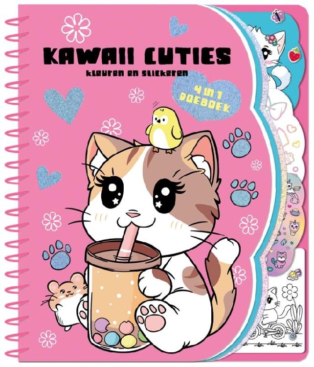 Kleurboek INTERSTAT 4in1 Doeboek - Kawaii Cuties