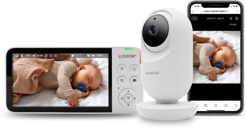 Babyfoon Luvion Supreme Connect 3, babyfoon met dual gebruik (beeldbabyfoon + smartphone/tablet)