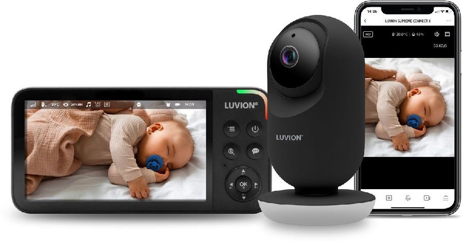 Babyfoon Luvion Supreme Connect 3, babyfoon met dual gebruik (beeldbabyfoon + smartphone/tablet)
