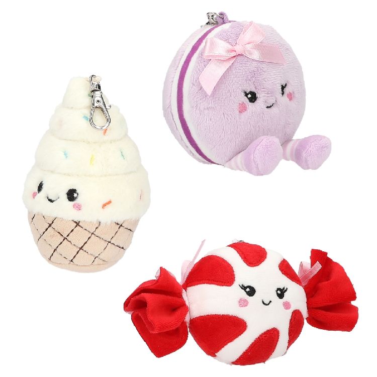 SLEUTELHANGER 1st, Candy Glam, plush pendant sweets, ijsje/snoepje/bol, assortiment