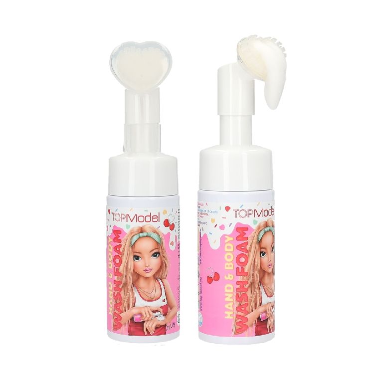 SHAMPOO 1st, Topmodel, hand & body wash foam, Candy Glam, kersengeur, met borstel, 120 ml