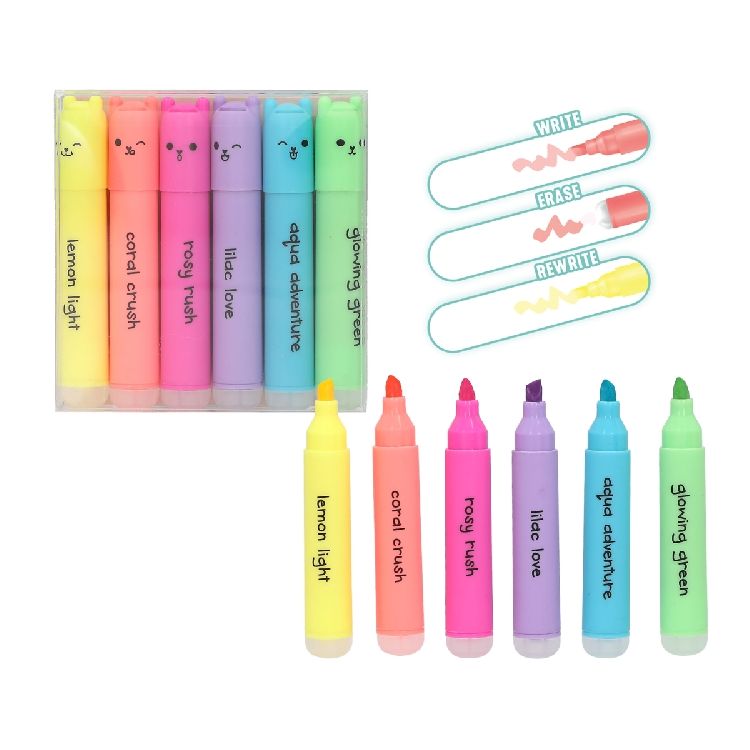 MARKEERSTIFT 1st, Penfection, Erasable Gel Mini Highlighter set, set van 6
