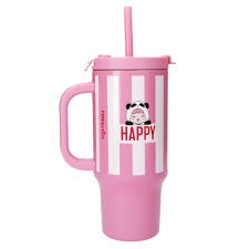 DRINKFLES 1st, Penfection, To Go Bechers with straw, Happy, roze