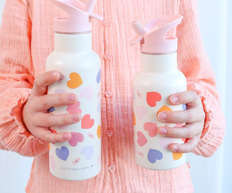 Drinkfles/thermosfles A Little Lovely Company XL RVS | Hearts