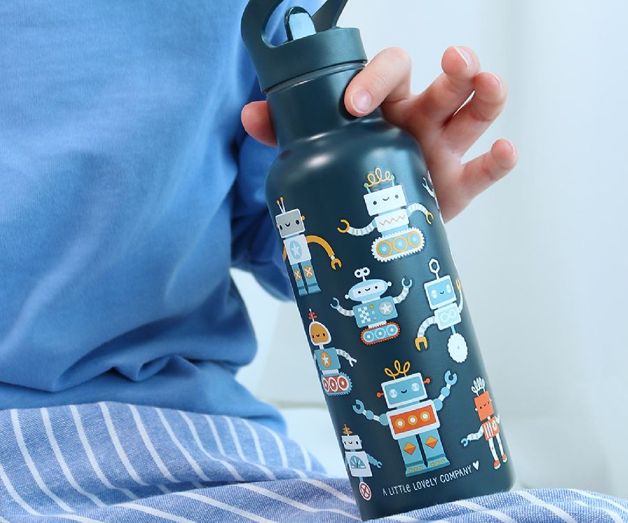 Drinkfles/thermosfles A Little Lovely Company XL RVS | Robots