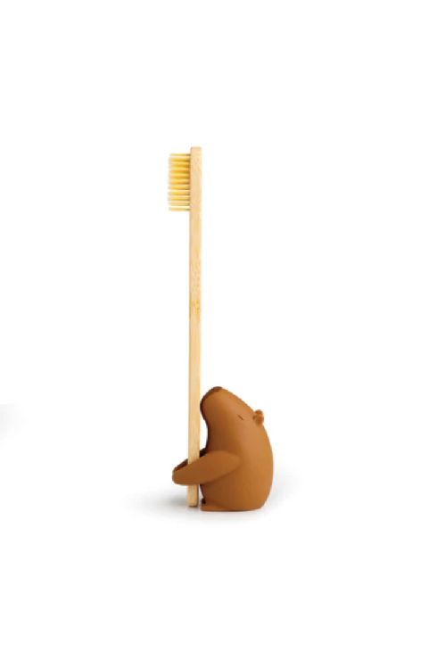 TANDENBORSTELHOUDER 1st, Ototo,  Capybrush, 6,5x5,2x1,2cm, bruin,  siliconen, TANDVERZORGING