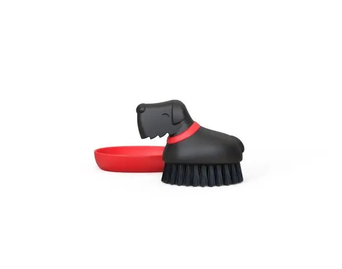 AFWASBORSTEL 1st, Ototo, Oscar, 12x7, 4x9,4 cm, zwart/rood, ABS, hond,  KEUKENGEREI