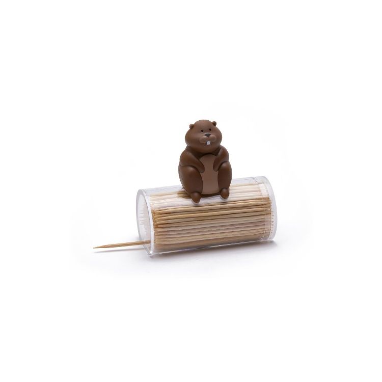 TANDENSTOKERHOUDER 1st, Peleg Design,  Woody, bruin/transparant, 4x7x7cm,  kunststof