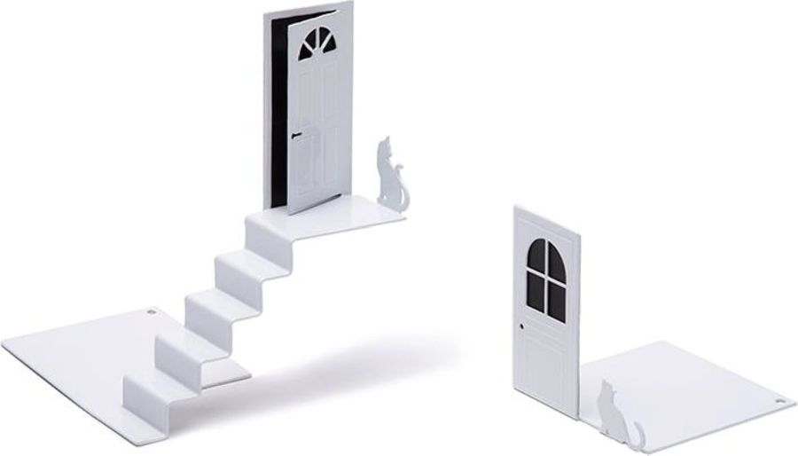 BOEKENSTEUN set van 2, Peleg Design,  wit/zwart, metaal