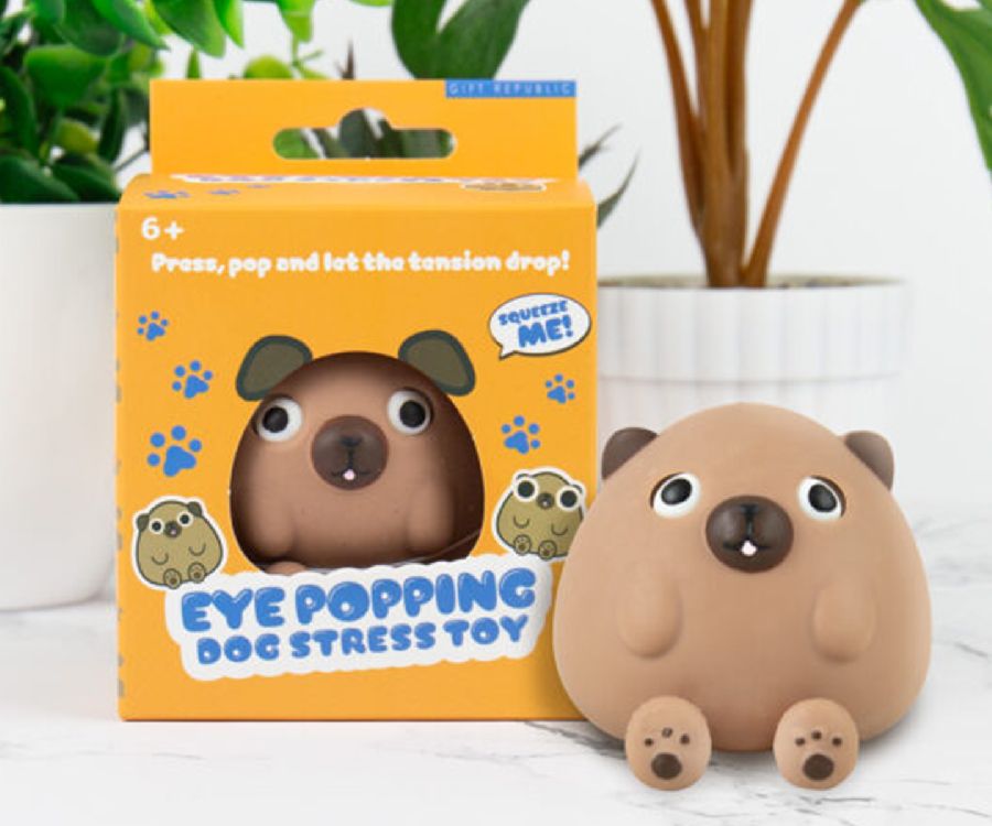 ANTI-STRESS BAL 1st, Gift Republic,  Dog Eye Pop, bruin, hond