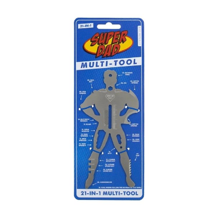 GADGET Gift Republic, Multitool Super  Dad, grijs, 21-in-1 multi-tool, H 9cm