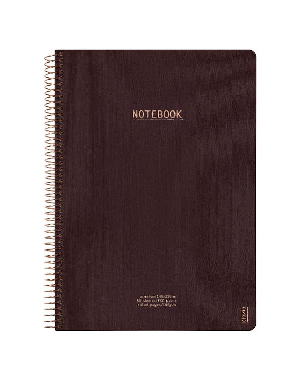 NOTITIEBOEK A4, gelijnd, Kozo, Notebook Premium, Coffee, uni, bruin, 80 sheets