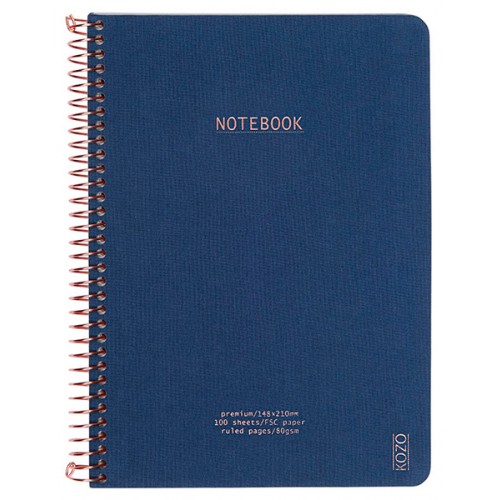 NOTITIEBOEK A5, gelijnd, Kozo, Notebook Premium, navy, uni, blauw, 80 sheets