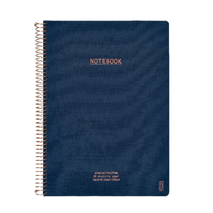 NOTITIEBOEK A4, geruit, Kozo, Notebook Premium, navy, uni, blauw, 80 sheets
