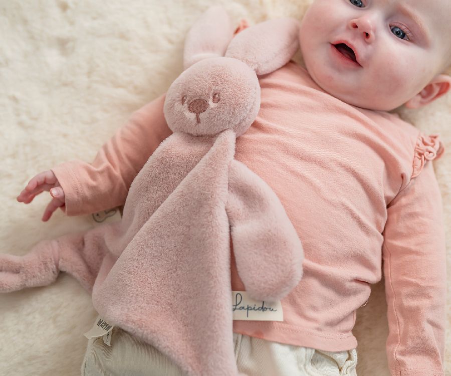 Knuffeldoek/fopspeendoekje Nattou, Doudou Triangle | Lapidou powder pink