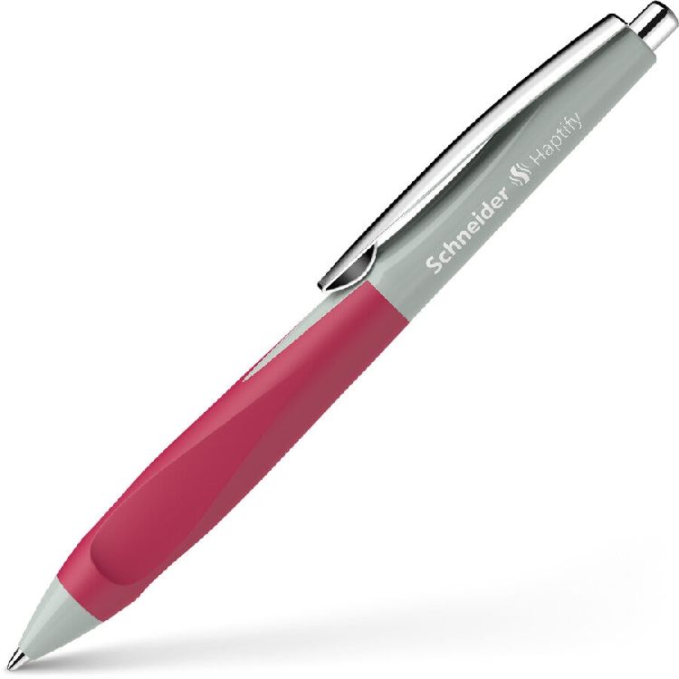 BALPEN Haptify, saliegrijs/magenta, inkt: blauw, ergonomisch rubberen grip, vulling vervangbaar