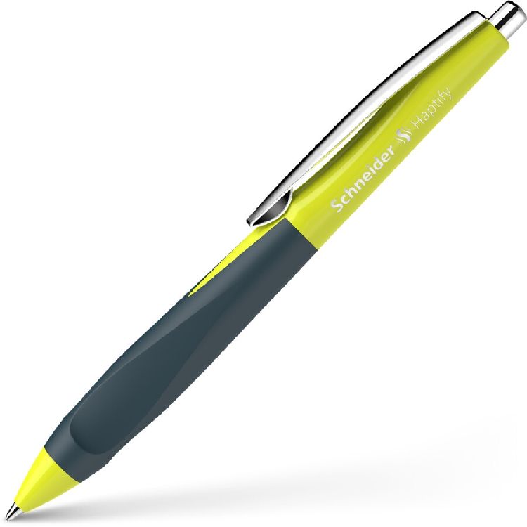 BALPEN Haptify, geel/diep oceaan, inkt: blauw, ergonomisch rubberen grip, vulling vervangbaar