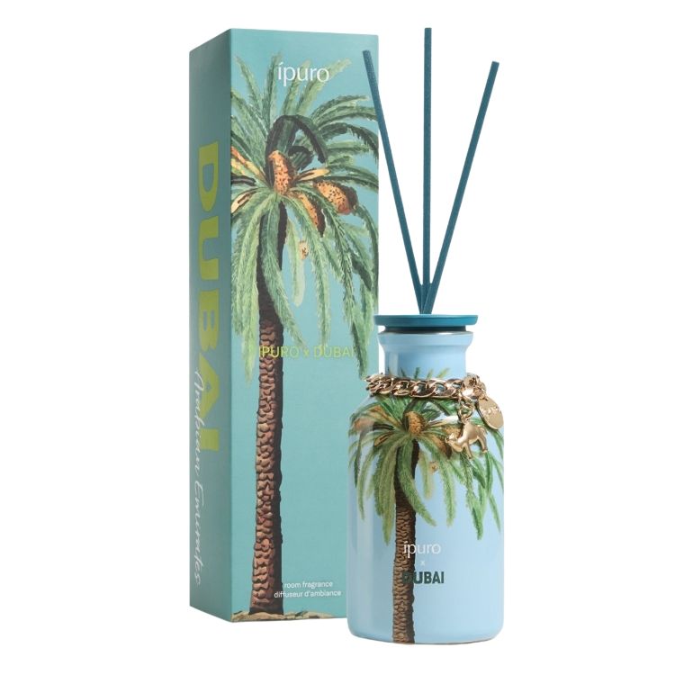 GEURVERSPREIDER 1st, limited edition  Dubai diffuser, 240 ml, blauw, palmboom