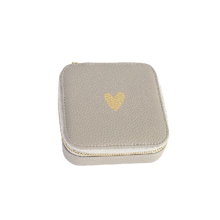JUWELENHOUDER jewellery box, taupe, hartje, 10x10x3.5cm