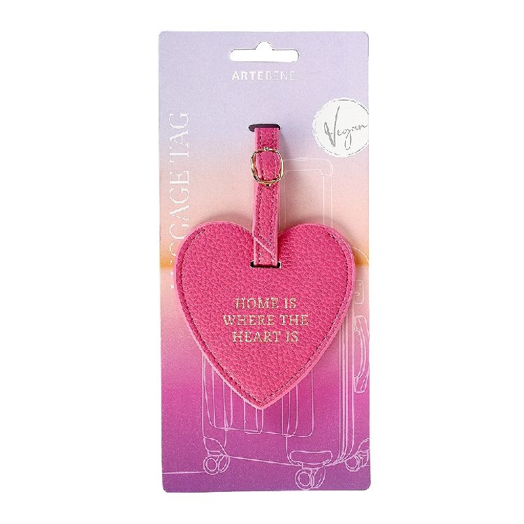 BAGAGELABEL 1st, majoie, 8.5cm,herz, pink, hartje, tekst: home is where the heart is