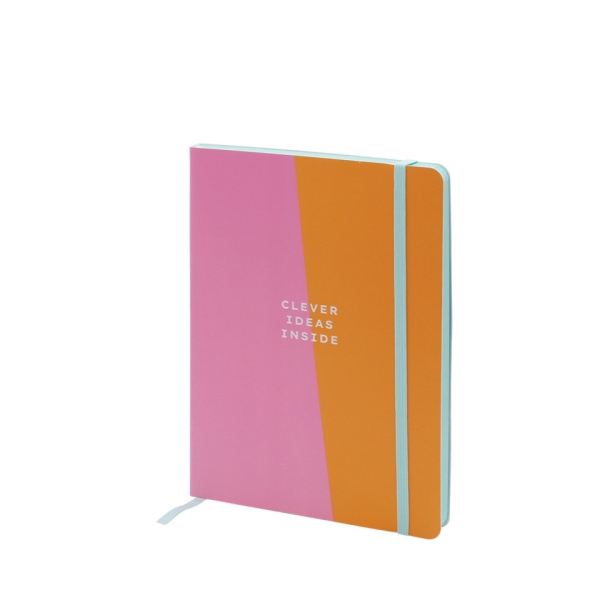 NOTITIEBOEK 1st, gelijnd, 15.3x20.2cm, Costa Rica, soft cover, good vibes club,oranje/roze, elastieksluiting
