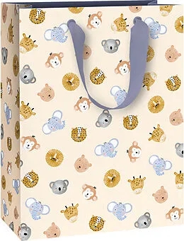GESCHENKZAK 1st, 23x13cm, buba beige clair, all over dierenprint, verticaal model