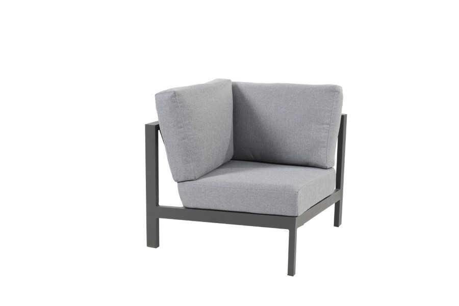ZETEL/STOEL Palermo, hoekelement, 81 x 81 x 78 cm, antraciet, aluminium frame, 3 kussens: antraciet