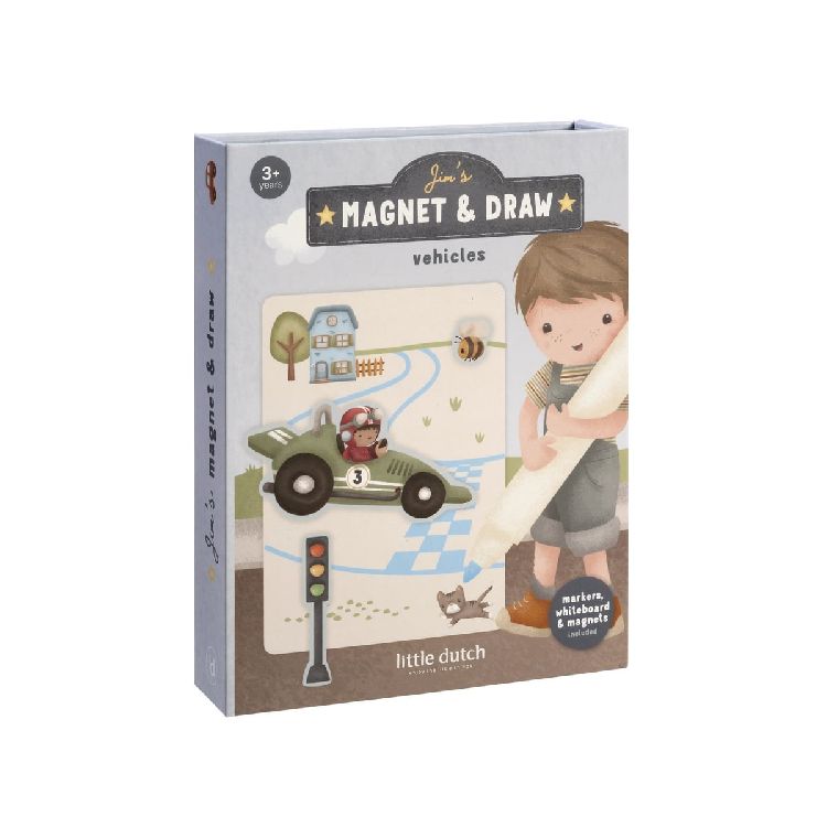 Magnetisch speelbord Little Dutch Jim's Magnet & Draw | Vehicles