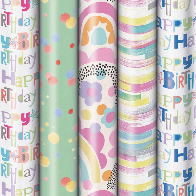 GESCHENKPAPIER Joyful Smile, 70 x 200 cm, multikleur, print, 1 stuk(s), assortiment