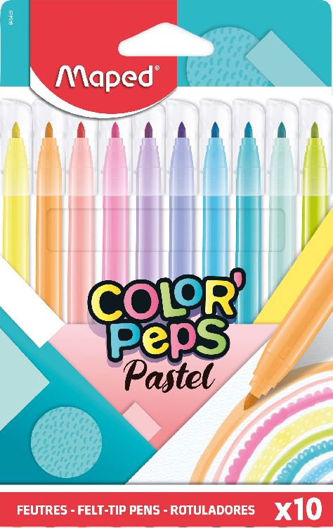 KLEURSTIFT Color'Peps, Jungle, Pastel, set van 10, ophangdoos
