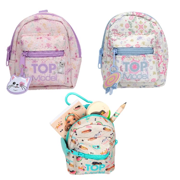 SLEUTELHANGER 1st, Topmodel, rugzakje  met notitieset, poesje/hondje/lolly,  assortiment