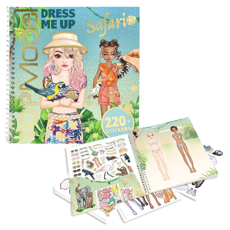 STICKERBOEK 1st, Topmodel, Dress Me Up  stickerbook, safari, 24 pg met modellen  + 11 stickervellen