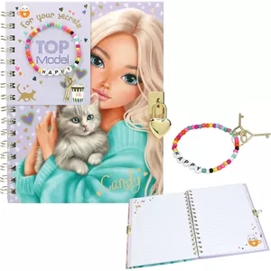 INVULBOEK 1st, Herinneringsboek,  Dagboek met slot en armband, meisje met  poes, gelijnd
