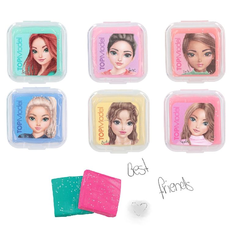 GOM 1st, Topmodel, Kneedgum met  glitter, blauw/groen/geel/roze/abrikoos,  assortiment