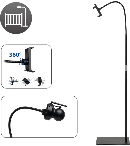 Babyfoonhouder voor babybed Luvion Adjust floor stand, geschikt voor babyfoon Luvion Supreme Connect 3/Essential Connect Crib/Essential 2/Essential 2 camera/Smart Optics Mini/Supreme Connect 3 camera/Essential Connect Crib camera