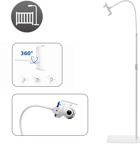 Babyfoonhouder voor babybed Luvion Adjust floor stand, geschikt voor babyfoon Luvion Prestige Touch 3/Supreme Connect 3/Essential Connect Crib/Essential 2/Essential 2 camera/Platinum 3/Easy/Smart Optics Mini/Supreme Connect 3 camera/Essential Connect Crib camera