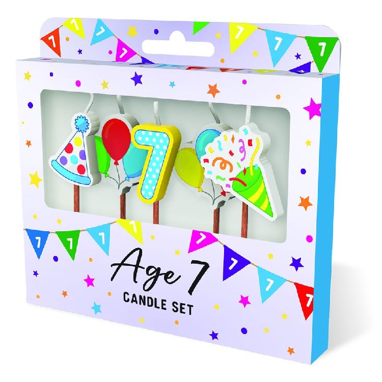 FEESTARTIKELEN kaars, age 7, Cake Candles, set van 5 kaarsjes