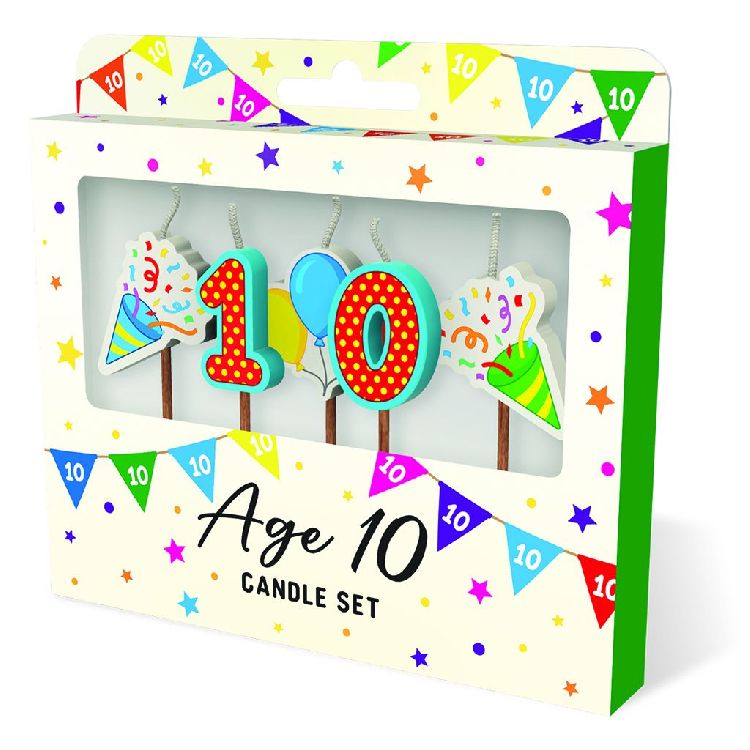 FEESTARTIKELEN kaars, age 10, Cake Candles, set van 5 kaarsjes