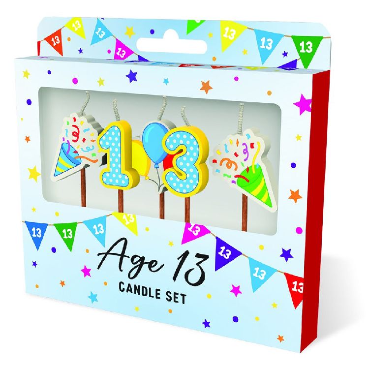 FEESTARTIKELEN kaars, age 13, Cake Candles, set van 5 kaarsjes