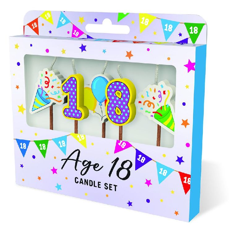 FEESTARTIKELEN kaars, age 18, Cake Candles, set van 5 kaarsjes